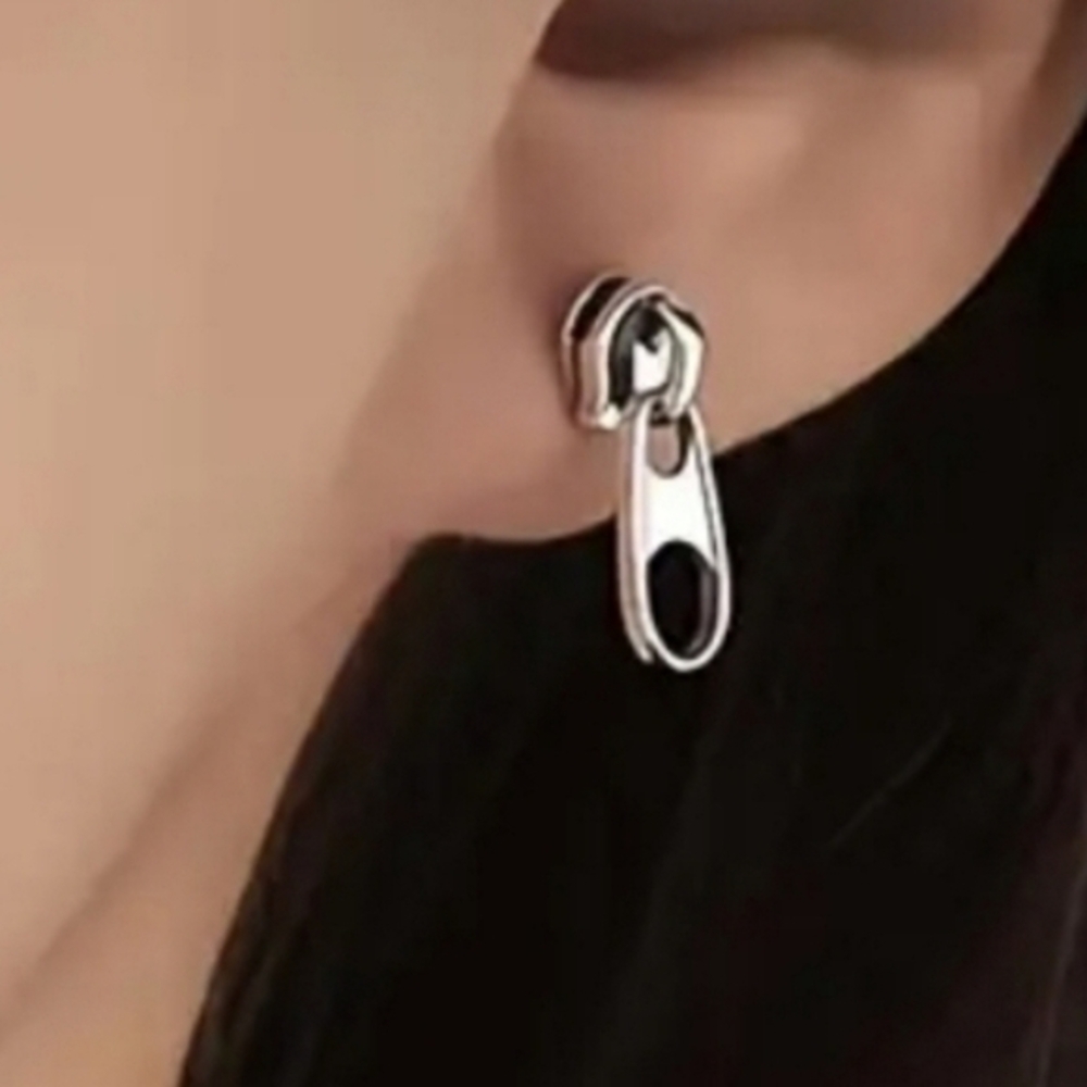 MODCLOTH GOLD ZIPPER PULL STUD EARRINGS 1 - Picture 2 of 2